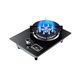 Tragbarer Gasherd Mit 1 Brenner, Hocheffizientem LPG/Erdgas-Kochfeld 5,2 KW, Großem Feuerbrenner 13 Hohlräumen, Flammendurchschlagschutz Und Timer(LPG)