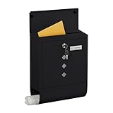 Relaxdays Briefkasten mit Sichtfenster, Metall, 4 Schlüssel, Zeitungsfach, Postkasten, HBT ca. 38 x 31 x 14 cm, schwarz