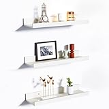 upsimples 3 Stück Wandregal Weiß, Hängeregal Holz, Bilderleiste, Regal Wand für Wohnzimmer, Schlafzimmer, Kinderzimmer, Küche und Badezimmerwand (40×13cm)