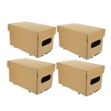 Mikikit 4 Stück Papier Aufbewahrungsbox mit Deckel Langlebiger Karton Organizer für Dokumente Bürobedarf und Kleinteile Kompakt und Tragbar für Zuhause und Büro