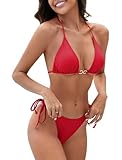 Evolyline Brazilian Bikini Damen Set Bauchweg Push Up Sexy, Klassischer Triangel String Tanga Bikini-Sets für Damen, Niedrige Taille Bademode Badeanzüg Swimsuit Bikinihose Zweiteiliger Badeanzug