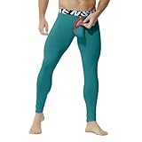 HUOQI Herren Thermo-Leggings aus Baumwolle mit separater Tasche, Lange Unterhose Unterwäsche Herren Sexy Set (Green, XL)