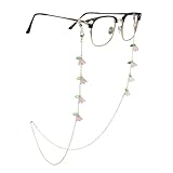 EegantCho Modische Brillenkette der Frauen, Sonnenbrille Anti Verlust, Lesebrille Rahmen, vergoldeter Farbschutz, exquisite Geschenkbox Verpackung (Rosa Blumen)
