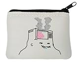 Wojak Feels Guy Meme Mikrowellen-Geldbörse aus Neopren, lustige Gehirn-Grafik, 10 x 11 cm, Weiß
