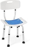 Careboda Duschstuhl mit 6 verstellbaren Höhen, werkzeuglose Montage, Aluminium-Badewannensessel mit Sitzkissen für Innendusche, rutschfest für Sicherheit für ältere Menschen,vatertagsgeschenk für papa