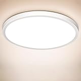 Deckenlampe LED Deckenleuchte Flach Rund, Ultra Dünn Lampe Decke Flurlampe 18W Weiß 4000K 1600LM Modern IP44 Badlampe Badezimmerlampe für Wohnzimmer Schlafzimmer Balkon Bad Flur Keller Küche Ø 223MM