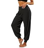 Neteson Haremshose Damen Lang Sommer Yogahose Weiche Modal Hose Freizeithose Yoga Pilates Hosen High Waist Leicht Pumphose für Workout Fitness Sport Jogging Dance Tanz