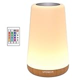UPXNBOR LED Nachttischlampe mit Fernbedienung, Dimmbar mit 13 RGB Farben & 4 Modi, Tischlampe Kabellos mit Timer & Haken, USB Aufladbar, Tragbares Nachtlicht für Schlafzimmer, Kinderzimmer, Wohnzimmer