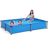COSTWAY Pool für Kinder, Aufstellpool rechteckig, Swimmingpool, Swimming Pool für Garten, 228 x 159 x 42 cm