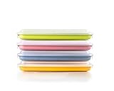 IBILI - Set mit 4 Wurst- und Aufschnittkappen, 4 Deckel à 24,8 x 14,4 x 3,3 cm, BPA-freier Kunststoff, wiederverwendbar, Gelb + Rot + Grün + Blau, Bunt