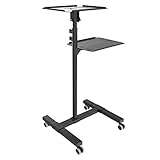 RICOO Beamer Ständer Stativ mit Rollen Höhenverstellbar CZ0800 Ständer für Projektoren Beamerständer Standfuß bis 10 Kg je Ablage Regal Laptoptisch Mobile Notebook Halterung Stand