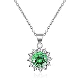 Halskette Edelstahl Damen Geschenkzubehör Blumenanhänger Sonnenkette Halskette Schlüsselbein Freundin Halsketten & Anhänger Kreuz Kette Damen (Green, One Size)