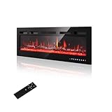 PURFINO 40'/102cm Elektrokamin Wandkamin - Einstellbare 12 Farben LED Flamme & Knistereffekt, 900W/1500W Elektro Kamin mit Heizung und 15-30°C Thermostat, Intuitiver Touchscreen & Fernbedienung