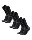 DANISH ENDURANCE Merino Wandersocken, Sommer Trekkingsocken, Unisex, Herren, Damen & Kinder, 3 Paar, Schwarz/Grau, 43-47