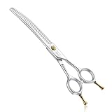 JASON 7” Effilierschere für Hunde - Profi Hundeschere, Ausdünnungsschere für Hunde, Japanisch 440C-Edelstahl Pflegeschere Professionelle Fellschere mit Verstellbarer Schraube (40 Zähne)