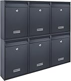 Zedelmaier modern XL Briefkasten Set personalisiert mit Edelstahl Namensschild Wandbriefkasten Postkasten briefkästen mit Schloss und Schlüsseln (Anthrazit, 6er)