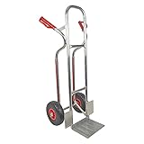 Trestles Profi Sackkarre Alu Aluminium Vollgummireifen Sackkarren Transportkarre Treppensackkarre S04 Alu | 150kg Tragkraft | Treppenrutschkufen | Radschutz | große Schaufel | Sicherheitsgriffe