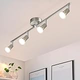 Glitzerlife Deckenstrahler 4 Flammig Deckenleuchte küche - LED Deckenlampe GU10 küchenlampe Modern Deckenspot innen Schwenkbar Flurlampe Edelstahl für Schlafzimmer Wohnzimmer Ohne Leuchtmittel