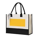 SGZLZBWK Bernsteingelbe Canvas-Tasche für Damen, wiederverwendbare Einkaufstasche, Campingtasche, Wochenend-Tragetasche, beige, Einheitsgröße