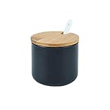 OnePine 260ml/9 oz Keramik Gewürzdosen Salztopf Keramik Zuckerdose Gewürzgläser mit Löffel und Bambus Deckel für Tee Zucker Salz Gewürze