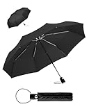 FARE Regenschirm (schwarz) - öffnet & schließt automatisch - kompakt, windsicher, sturmfest & wasserabweisend - stabiler Taschenschirm - Perfekter Begleiter für Damen und Herren