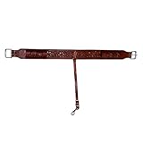 Hulara Western-Sattelgurt aus geschnitztem Leder, hinten mit Bucking Strap Comfytack, hochwertiger Flankengürtel, Leder, Braun