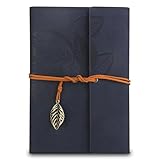 Joy & Inspiration PU Leder Notizbuch Vintage Nachfüllbar Gebunden Schönes Reisetagebuch Tagebuch Ringbuch Skizzenbuch Vintage Notizbuch (A5 Dunkelblau)