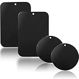 YGKJ 3M Kleber Metallplatte, 4 Stück Metallplättchen Selbstklebend Set für Magnet kfz Handyhalter fürs Auto Sehr Dünn Metallplatten für Handy und Tablet (2 Rechteckige und 2 Runden) (Black)