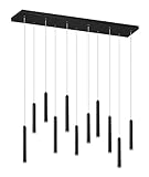 Trio Leuchten LED Pendelleuchte Tubular 321611132, Metall Schwarz matt, inkl. 11x 2.8 Watt LED, Switch Dimmer