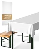 CLOUDANA (2 Stück Tischdecke weiß Kunststoff - Tischdecke Ostern - Tischdecke Frühling - Tischdecke Bierzeltgarnitur - Tischdecke Geburtstag