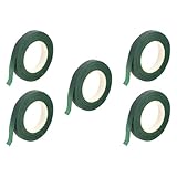 Healeved 5 Rollen Floristenband Grün Flexibles Blumenwickelband zum Stielumwickeln Dehnbares Stielwickelband für Blumensträuße Selbstgemacht Floristik Zubehör