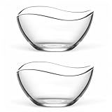 vienberg 2 Stück Große Glasschalen Set | je 950ml, 17cm | Salatschüssel Snackschale, Dessertschale, Glasschüssel, Glas Schale, Wellenform, 100% Bleifrei, Made in EU