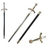 Claymeur 108 cm mittelalterliches Ritter-Schwert mit rotem Kreuz aus Edelstahl mit Scheide zum Sammeln, Ausstellen und für Cosplay