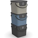 Rotho Albula 3er-Set Mülltrennungssystem 40l für die Küche, Kunststoff (PP) BPA-frei, bunt, 40l (39.8 x 35.8 x 33.9 cm)