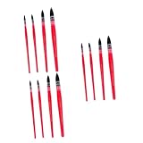 SEWACC 3 Sets Zeichnungsdetail Pinsel Kunstpinsel Miniatur Spitzrundpinsel Kunstskizzenpinsel Miniatur Malpinsel Nylon Malpinsel Holz Rot