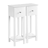 Yaheetech 2 STK. Telefontisch Weiß HBT: ca. 70 x 25 x 25 cm Beistelltisch mit Schublade Konsolentisch aus Holz Pflanzentisch 70 cm hoch Blumentisch