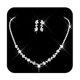 Unicra Silber Hochzeit Schmuck Sets Formal Bridal Jewelry Set Rhinestone Prom Halskette für Frauen und Bräute