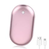 Funmo Handwärmer Wiederaufladbar, 5000mAh Handwärmer Wiederaufladbar Tragbare Taschenwärmer, 3 Heizmodi USB Taschenofen Doppelseitige Heizung für Camping Wandern Wintergeschenk(Rosa)