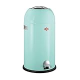 Wesco Kickmaster Abfallsammler in der Farbe mint grün pulverbeschichtetes Stahlblech, eingebauter Dämpfer, 33 Liter Volumen, großer Einwurf