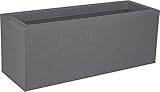 EDA - Balkonkasten Volcania'Up 25 l – Steinoptik – einwandig – Wasserauffangzone – 59 x 19,5 x 22,8 cm – Kieselgrau