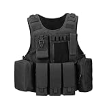 HUNTVP Taktische Weste Airsoft Weste Tactical Vest Militär Einstellbar für CS Spiele Outdoor Wandern Bergsteigen Trekking, Schwarz
