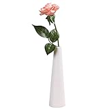 Bamboopack Weiße Keramik-Vase, hohe konische Blume, kleine Knospenvase, einzelner Stiel, dekorative Blumenvase, Herzstück für Blumen und Büroknospen, Heimdekoration, Hochzeitsdekoration
