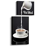 APOXYO 2 Stück Poster Küchen Bilder Mit Rahmen,Kaffee Bar Wanddeko für Küche,Deko Küche Modern Schwarz Weiß Leinwand Bild,Esszimmer Dekor Wandbilder.