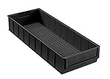 aidB Industriebox, 500x183x81 mm, breit, schwarz, leitfähig, robuste Aufbewahrungsbox aus Kunststoff, stapelbare Lagerbox, ideal für die Industrie