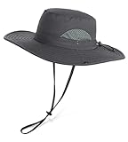 Wmcaps Sonnenhut Herren, Outdoor Safari Hut Damen, Breite Krempe Sommerhut Herren, Faltbar Wanderhut, Boonie Hat Sonnenschutz Hut Buschhut Anglerhut Gartenhut（Dunkelgrau）