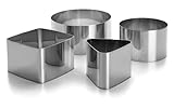 Set mit 4 Backringen aus Edelstahl 18/10, Durchmesser 8 cm, ideal für Formen und Präsentationen, entworfen für: Backwaren und Dessertdekorationen