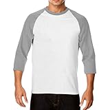 Herren Baseballshirt Rundhals 3/4-Ärmel Oberteile Regular Raglan Fit Baumwolle T-Shirt Sport Fitness Funktionsshirt Farbblock Basic Shirts