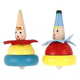 Garneck 2 Stück Holz Kreisel Für Ab 1 Jahr – Bunter Clown Brummkreisel Als Pädagogisches Für Den Kindergarten Und Zum Zu Hause