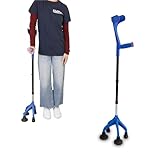 KMINA - Krücke mit 4 Füßen (Schwer und Stabil 1,5 kg), Verstellbare Benutzer 1,55m Höhe, Patentiertes Design - Made in Europe