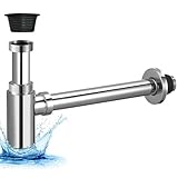 WANDGU Edelstahl Siphon: Universal Siphon für Bad Waschbecken und Waschtisch, Flaschensiphon in 1 1/4 mit Gummimanschette und Anleitung, Waschbecken Geruchsverschluss mit Reinigungsöffnung,